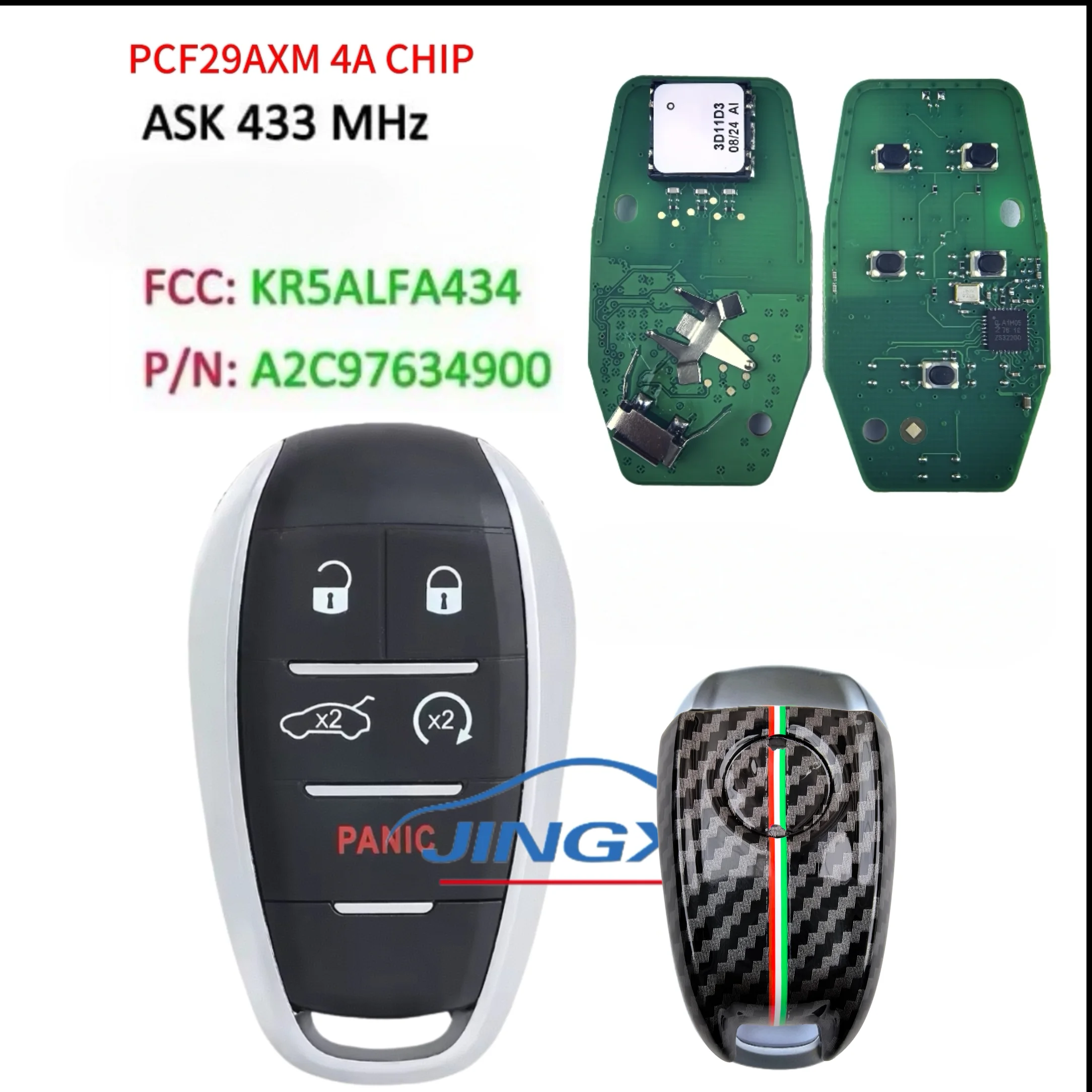 Jingxin 4A Chip A2C97634900 434MHZ Schlüsselloser Smart-Schlüssel 433MHz KR5ALFA434 Für 2015 2017 2019 2020 Alfa Romeo Giulia Stelvio 3/5BT – Detail 13