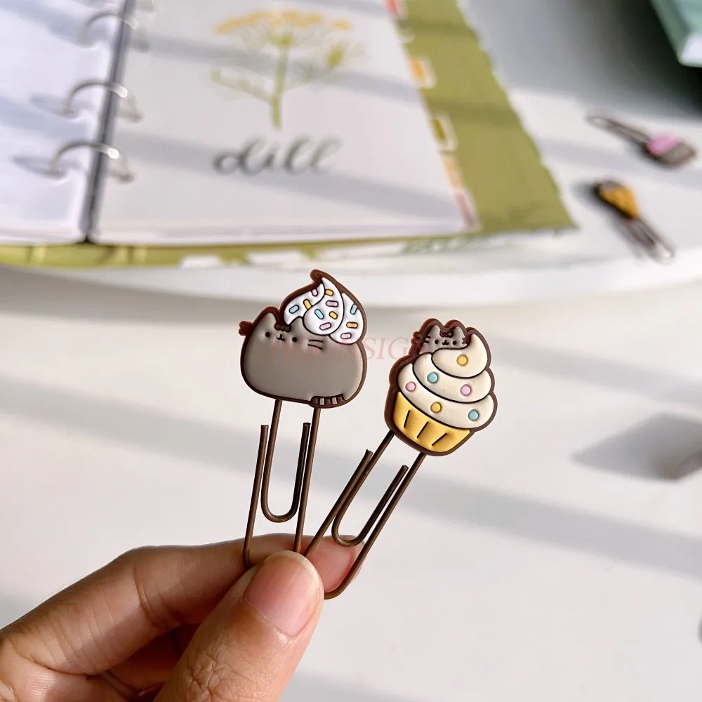 Super cute series of desserts, pastries, chubby cat paper clips, pins, stationery