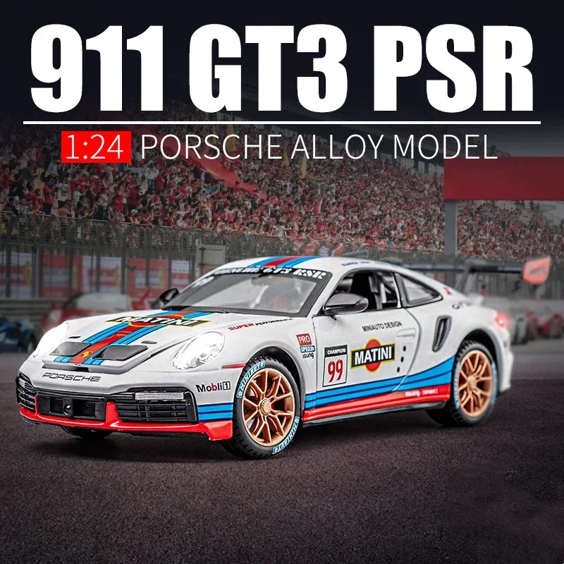 1:24 911 GT3 RSR سيارة رياضية سبيكة التراجع نموذج سيارة محاكاة دييكاست لعبة سيارة ألعاب للأولاد طقم جراج