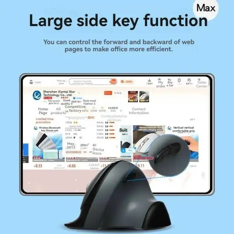 Mini Dual-mode 2.4G+Bluetooth Vertical Small Mouse Rechargeable Silent Wireless Ergonomic Optical Mice For Desktop PC Laptop