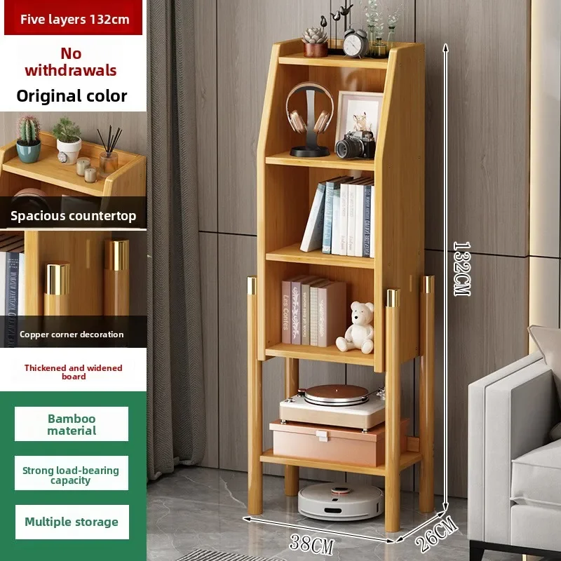 

Bookshelf Shelf Floor-to-ceiling bookcase Simple living room wall locker Corner cabinet TV side cabinet Display cabinet Bamboo