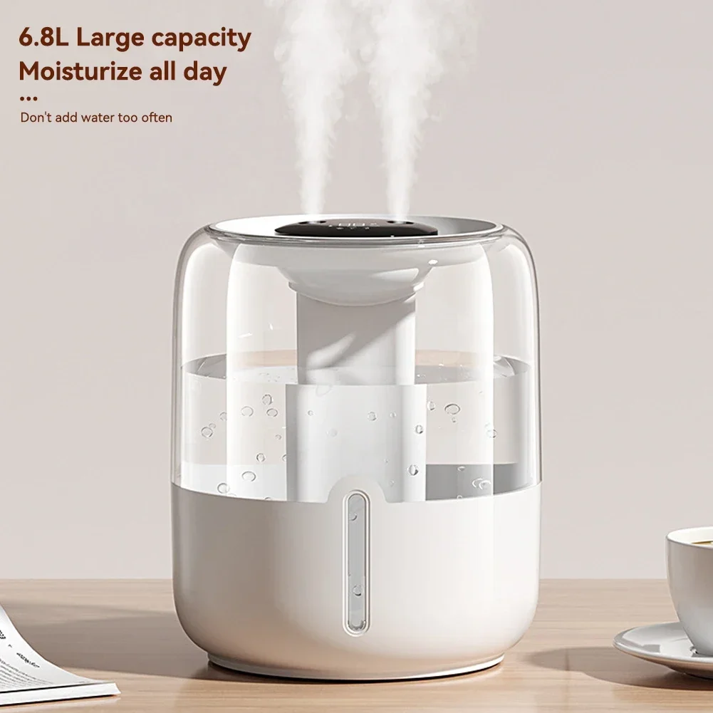 6.8L Large Capacity Humidifier USB Double Spray Quiet Humidifier Home Dormitory Office Bedroom Desktop With Night Light