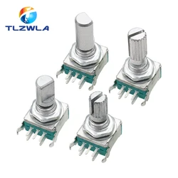 5PCS/Lot EC11 Horizontal Rotary Encoder 15mm 20mm Plum Blossom Shaft D Half Shaft with Switch Digital Potentiometer 20 Bit Pulse