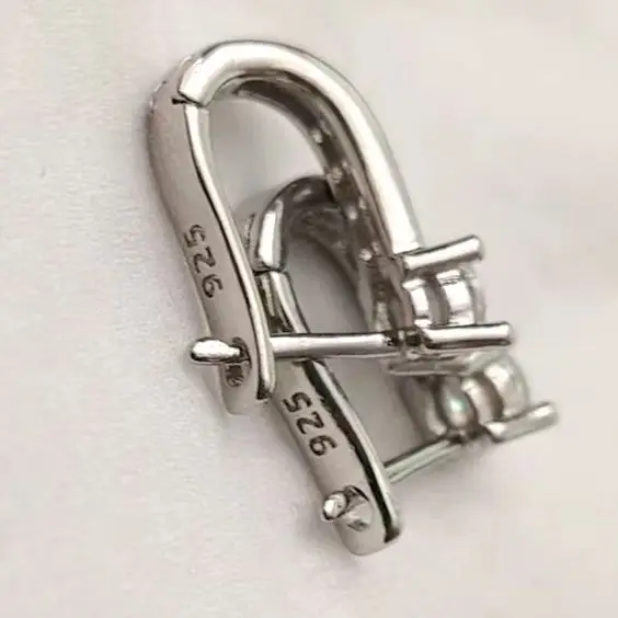 NEW Pearl U Type Zircon Earrings Silver Jewelry For Women Girl Pendientes Plata Brincos Button with S925 stamp Earrings