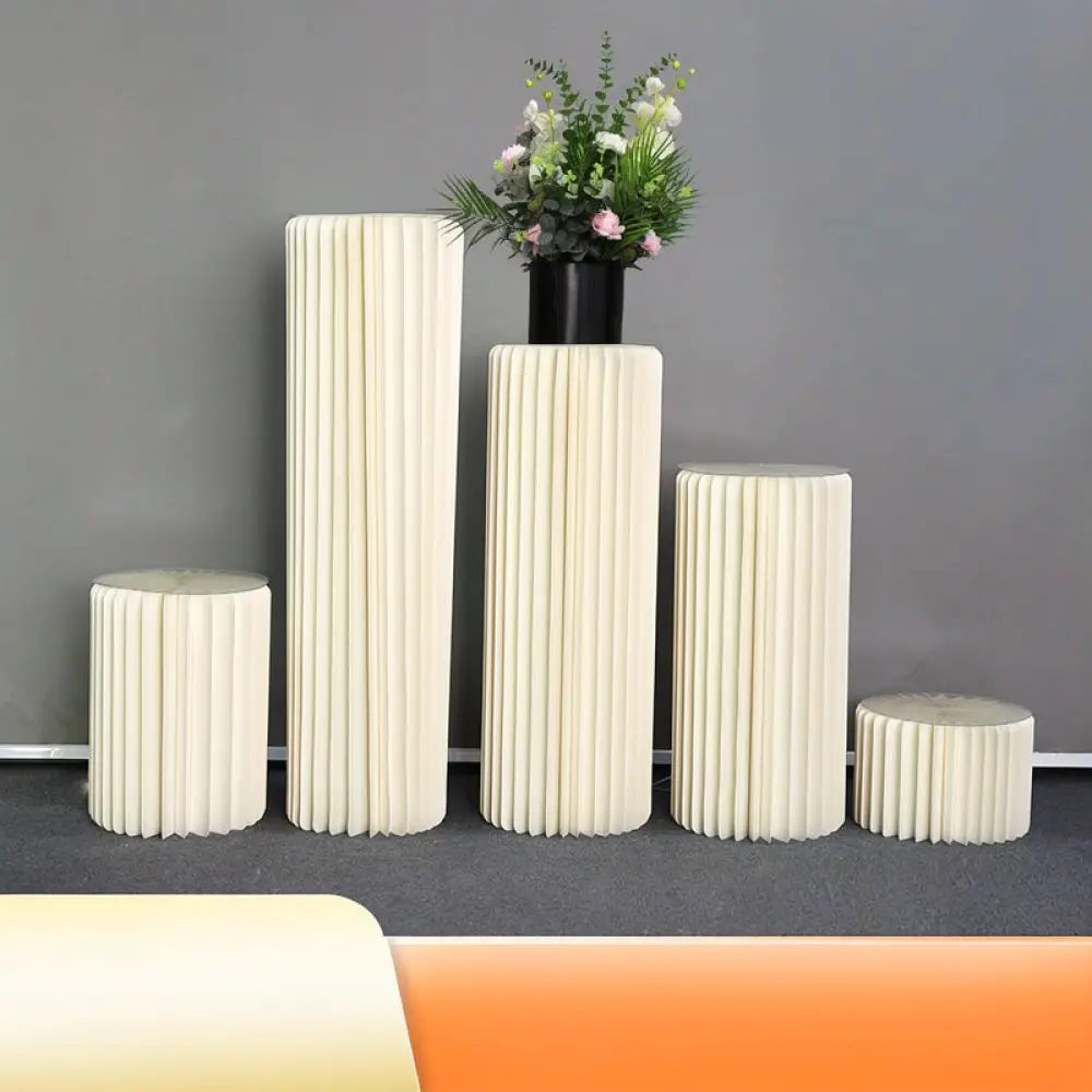 Collapsible Paper Pillar Display Stand Wedding Ceremony Dessert Pedestal Party Reception Decor Cake Holder Event Base
