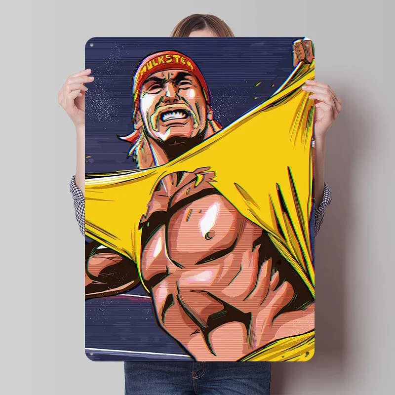 Hulk Hogan Tearing Shirt Deco Metal Plate Accessories for Home Decor Living Room Accessories Setup Decorations Decoration Gaming