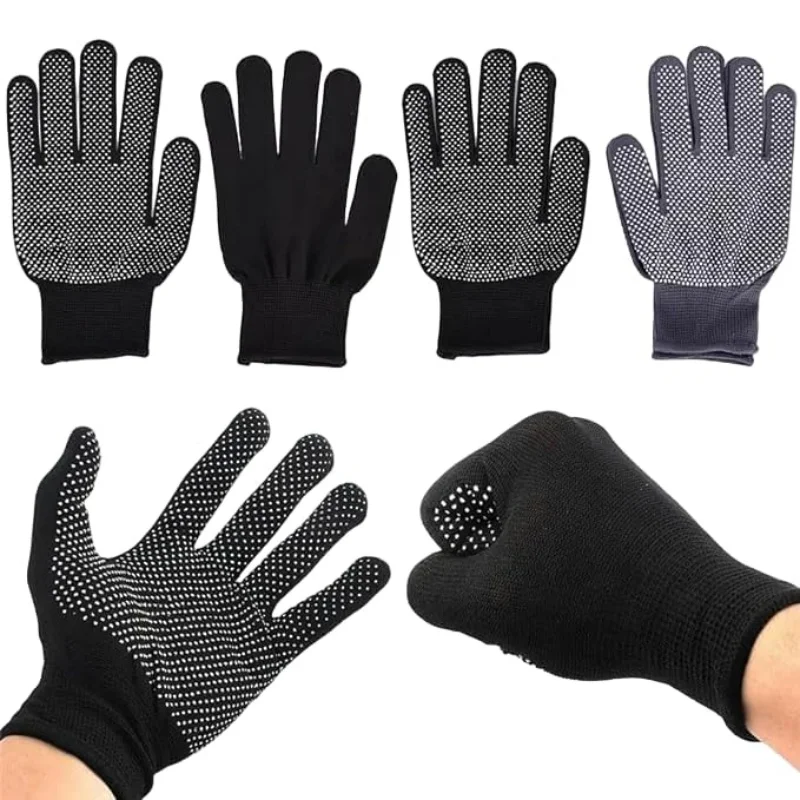 2-12Pairs Gardening Gloves Stretchy Nylon Gloves Anti-Slip Dots Knitted Safety Work Gloves for Men Women Outdoor Working Fishing