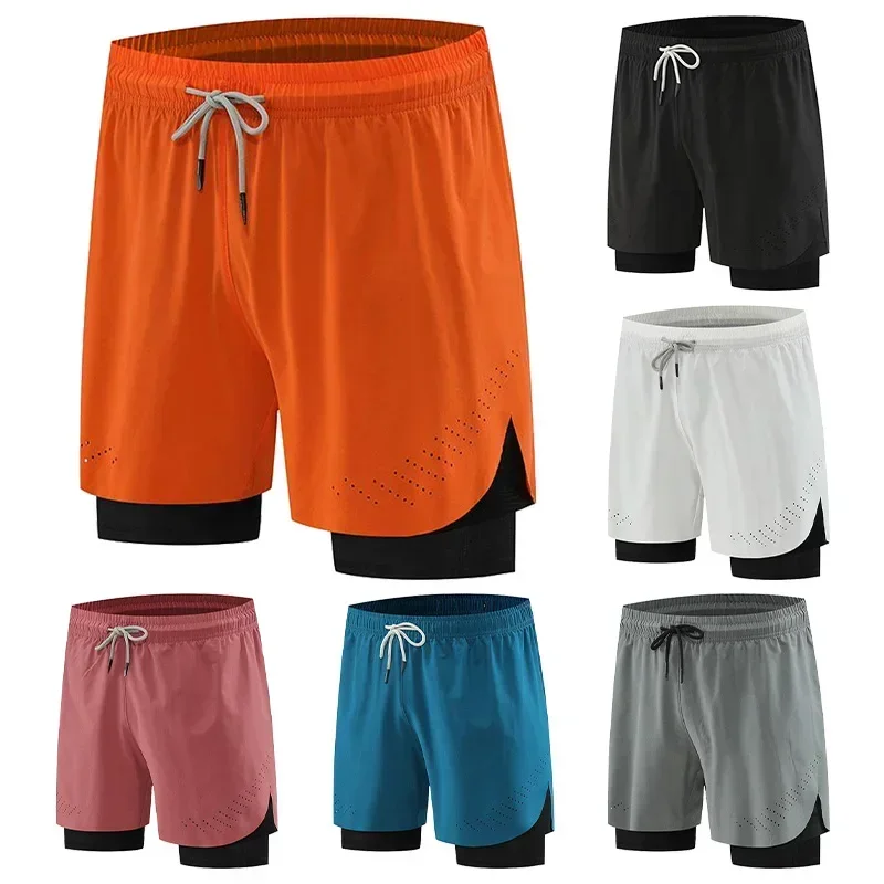 Men Running Shorts 2 in 1 Double-deck Sport Shorts Sportswear Gym Fitness Short Pants Training Jogging Bottom Men's Clothing