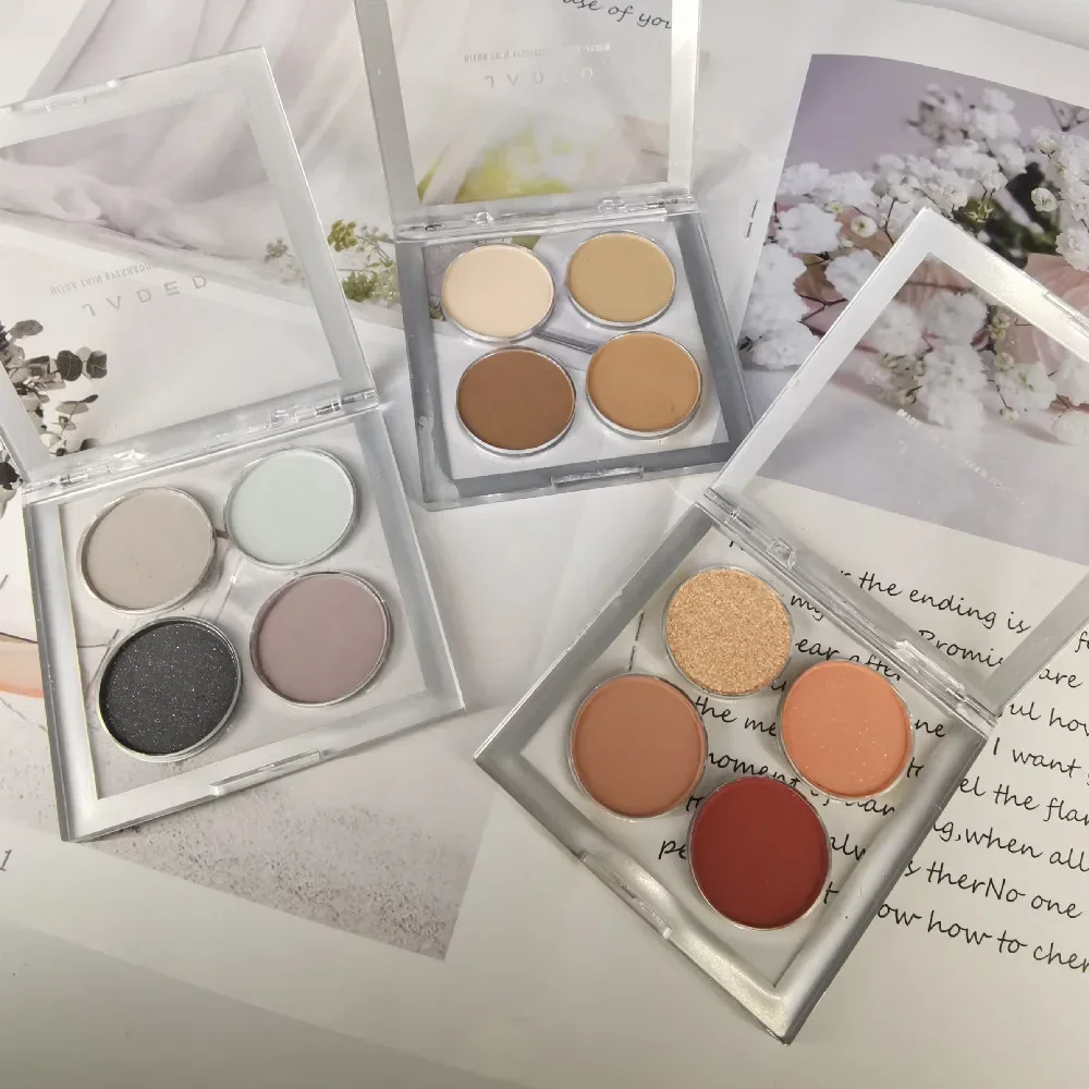 4 Colors Pearlescent Eyeshadow Palette Matte Earth Color Eye Shadow Shiny Sequins Eye Shadow Pigments Long Lasting Eye Makeup