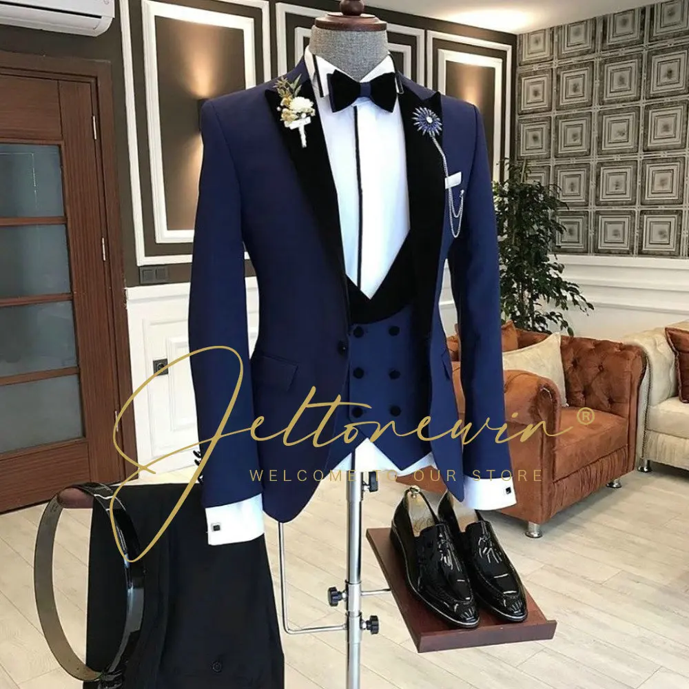 

Business Formal Men Suits Solid One Button Blazer Pants Marriage Tuxedo Male 3 Piece Suit Men Terno Wedding Suit Slim Fit 2022