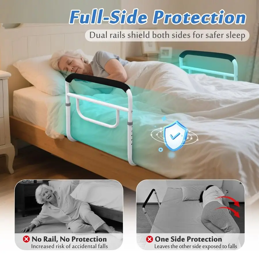 حاجز سرير مزدوج، قضيب U لقضبان مساعدة السلامة الطبية بجانب السرير، دعم درابزين لكبار السن تحت درابزين المرتبة، H #2