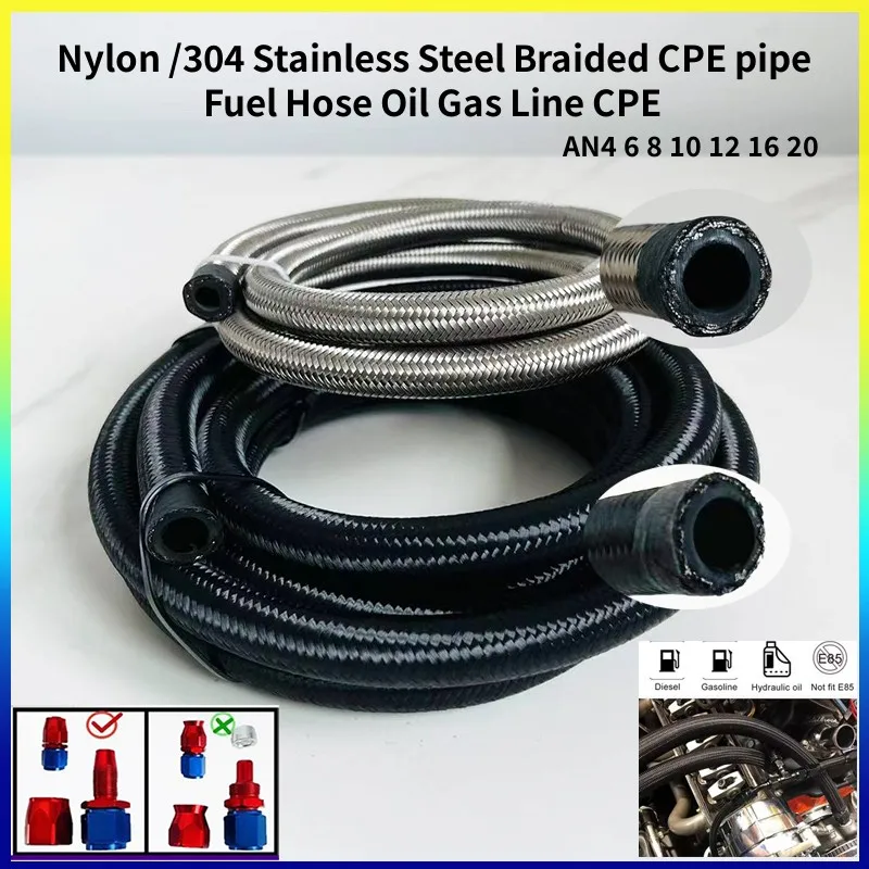 

AN4 6 8 10 12Nylon Braided CPE Pipe 304 Stainless Steel Braided CPE Hose Car Fuel Hose Oil Gas Cooler Pipe Engine Air Line Tube