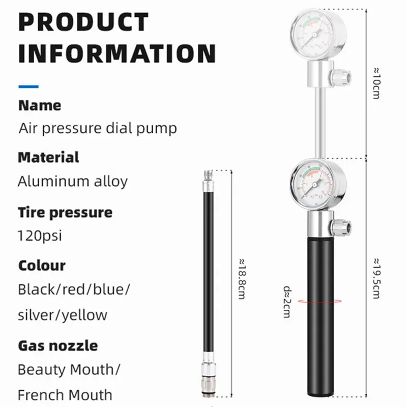 Bike Pump With Pressure Gauge Portable Bicycle Mini Pump Cycling Air Pump Ball Toy Tire Inflator Bicycle Accessories