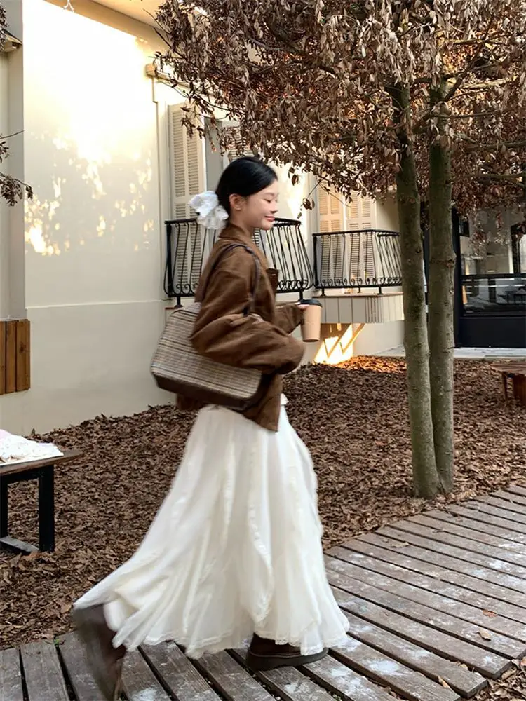 

Женская длинная юбка А-силуэта с асимметричным подолом и кружевной отделкой, весенняя модная повседневная прямая юбка для офиса