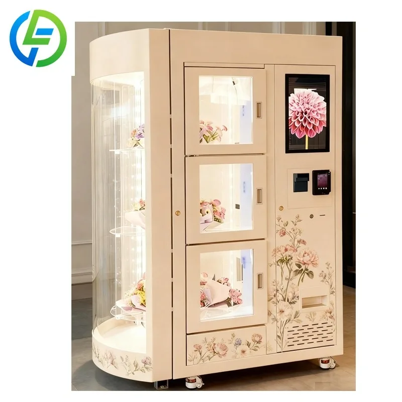 Freshness-Locked Flower Vending Machine: Refrigerator, Multiple Bouquets & Scan Payment