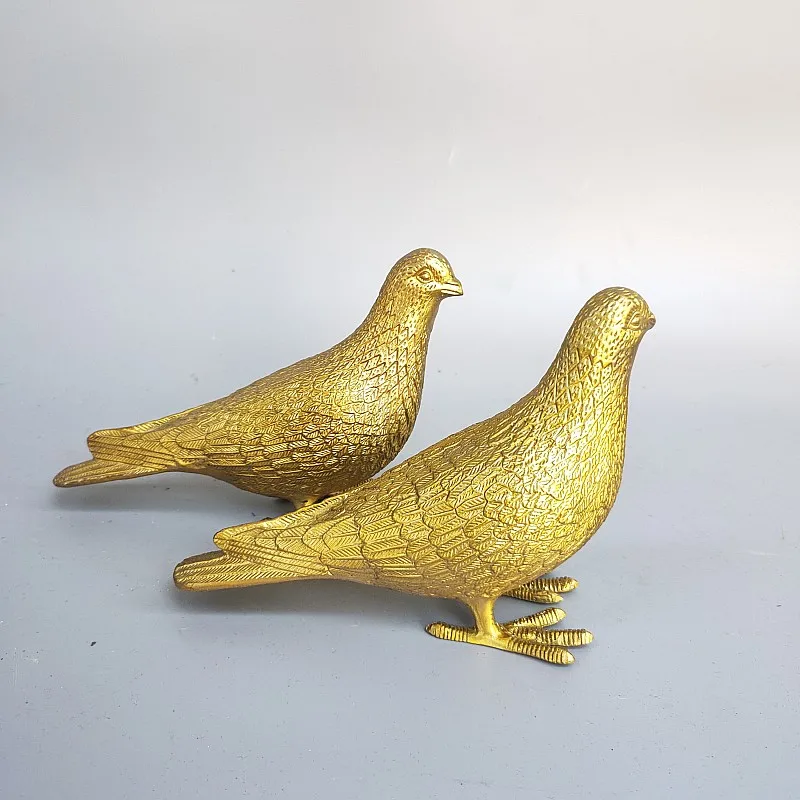 Brass Chinese Copper christmas Fengshui pair Pigeon DOVE Peace Symbolize Bird Statue Sculpture halloween ornaments