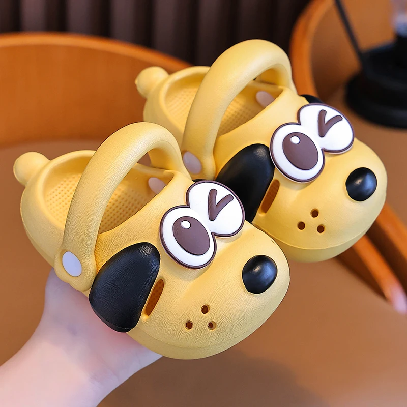 Summer Aged 1-5 Children\'s Slippers Cute Cartoon Puppy Sandals For Boys Girl Flip Flops Non-Slip Toddler Home Kids Garden Shoes