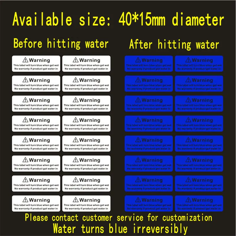 Water Sensitive Sticker Turn Red When Got Wet Device Potential Damage Indicator Warranty Void Instruction Liquid Sensor Label
