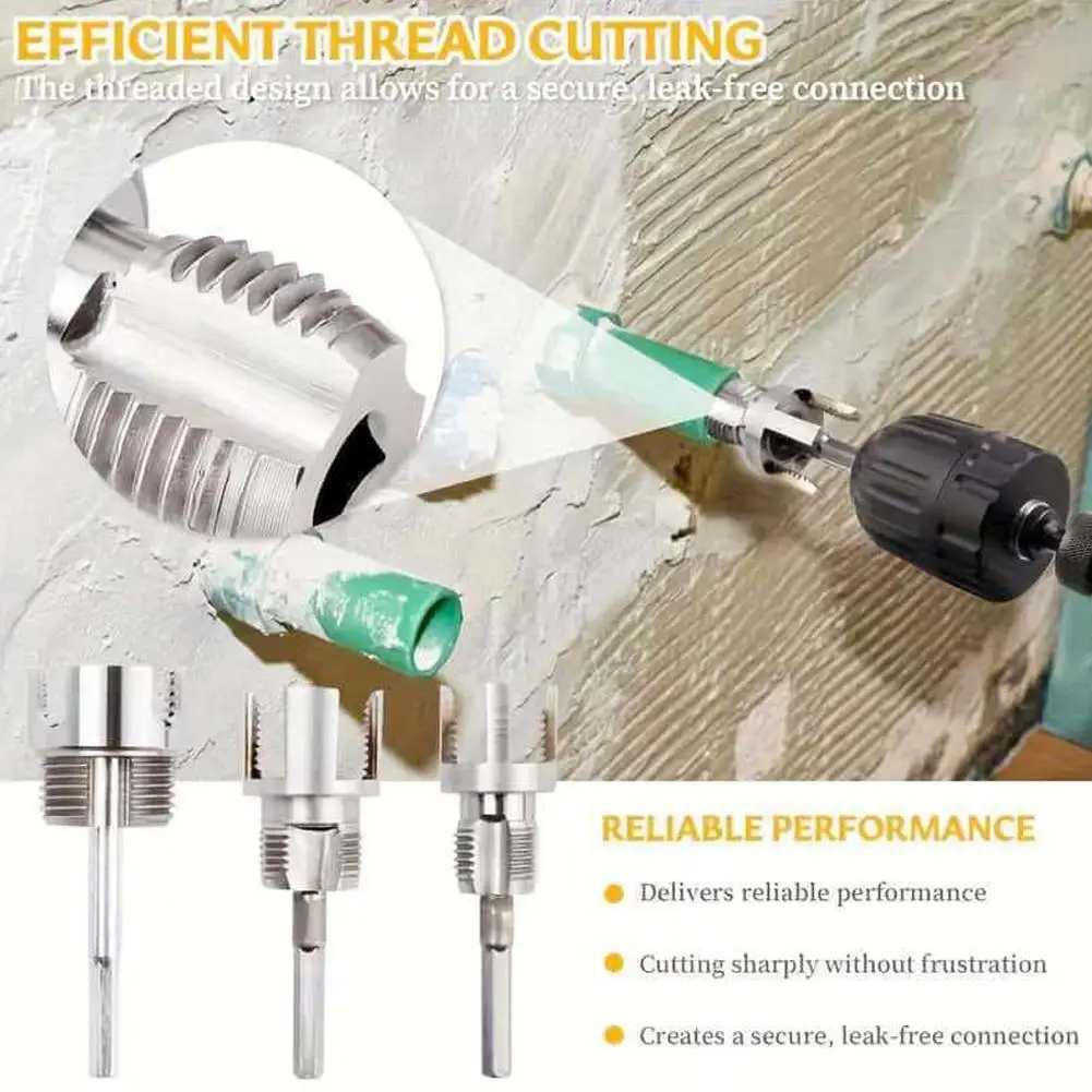 PPR Pipe Thread Chaser Metal Heavy Steel Three Sizes Hex Drill Adaptor Thread Repair Cutter Kit For Home Pipeline Maintenance