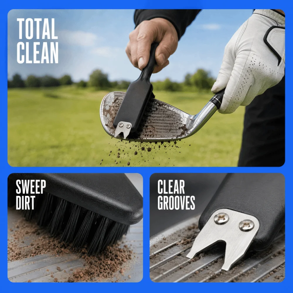 2pcs Dense Bristles Golf Club Brush Multifunctional Brush Notched Tip Golf Groove Cleaning Brush Lightweight