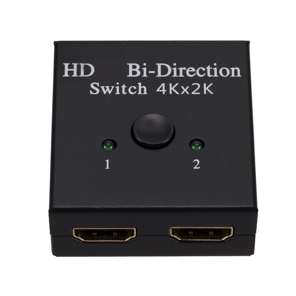 Switch Compatível com HDMI, 2 Portas, Switcher Bi-Direcional, Suporta Ultra HD, 4K, 1080P, 3D, HDR, 1x2, 2x1