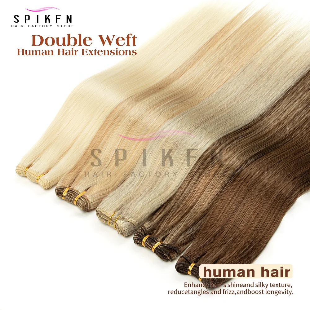 10가지 색상의 인모 엮임 머리카락, 더블 웨프트, 천연 금발 인모 번들 50g, 12-24인치, 내추럴 블랙, 브라운 블론드