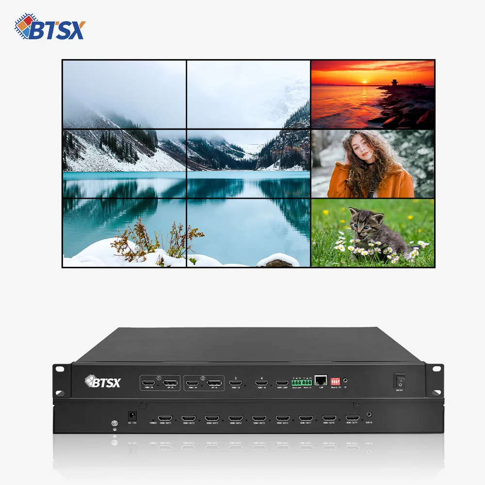 

Bitvisus 3x3 4 HDMI 2.0 вход 4K60 HDMI коммутатор видеоконтроллер настенный процессор