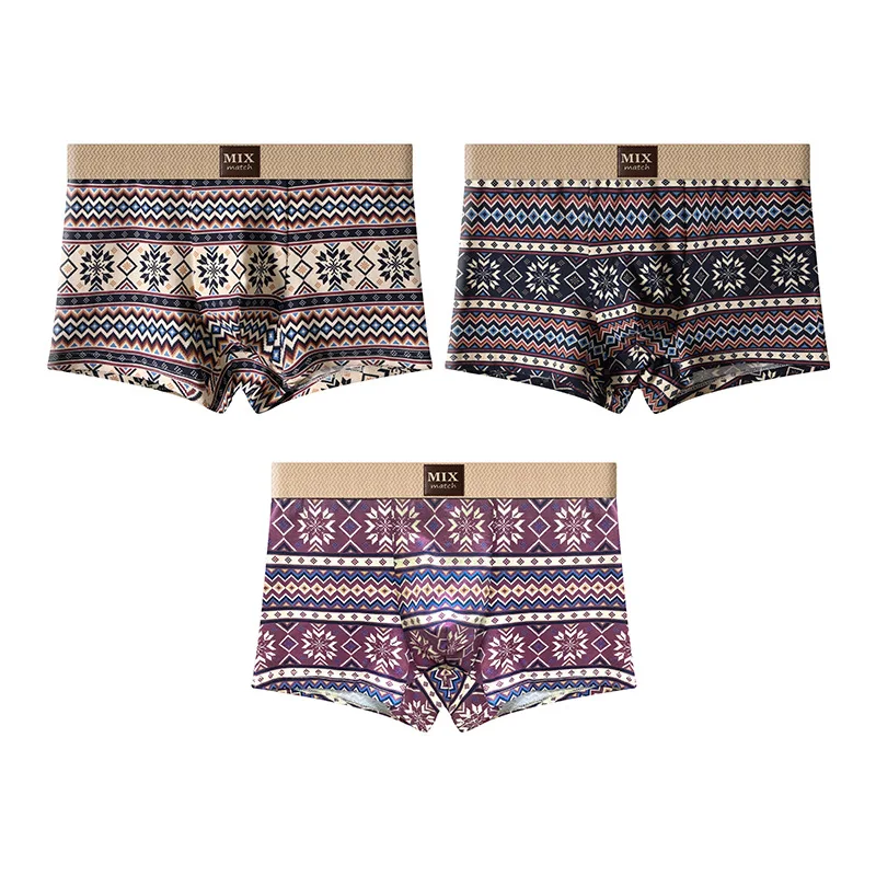 3Pcs New Cotton Printed Men's Underwear Breathable Men's Boxers Trend Shorts Underwear for Men Briefs Shorts Bóxeres Underpnats