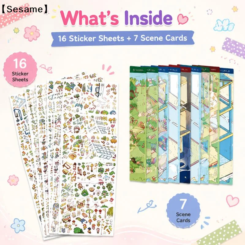 Cartoon Princess Story Sticker Book Vivid Garden Scenes Pre Cut Stickers For Kids DIY Craft Fun Play