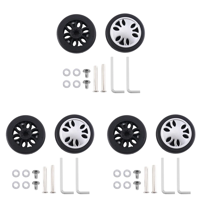 

NEW-Luggage Wheels Replacement 50Mm X 13Mm Kits Universal Environmentally Friendly PU Luggage Repair 3 Pair