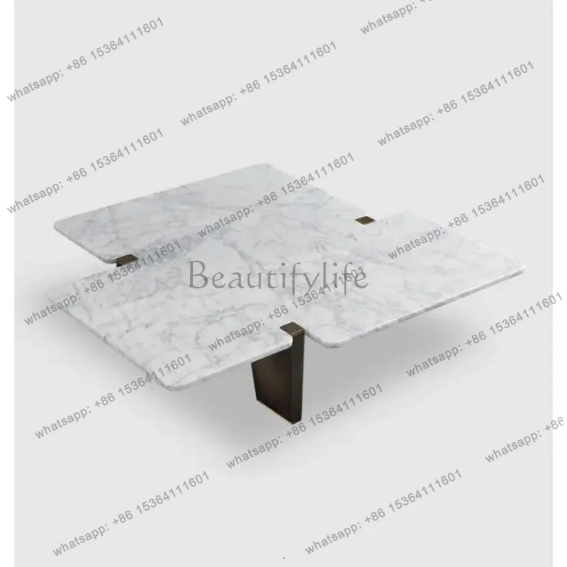 YJ Italian minimalist  square irregular marble designer creative coffee table living room household small apartment