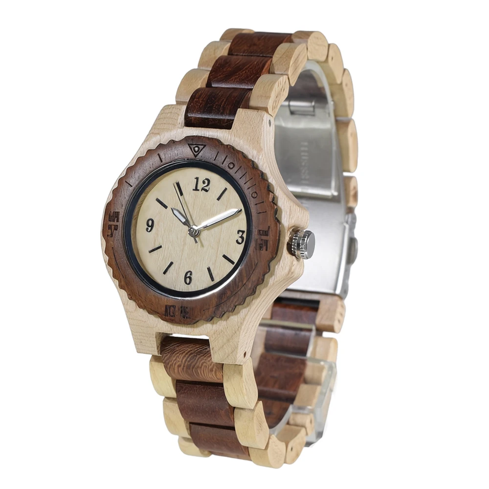 Fashion Wooden Quartz Watch for Women Soft Luminous Hands Elegant Simple Outlook Office Commuting Matching
