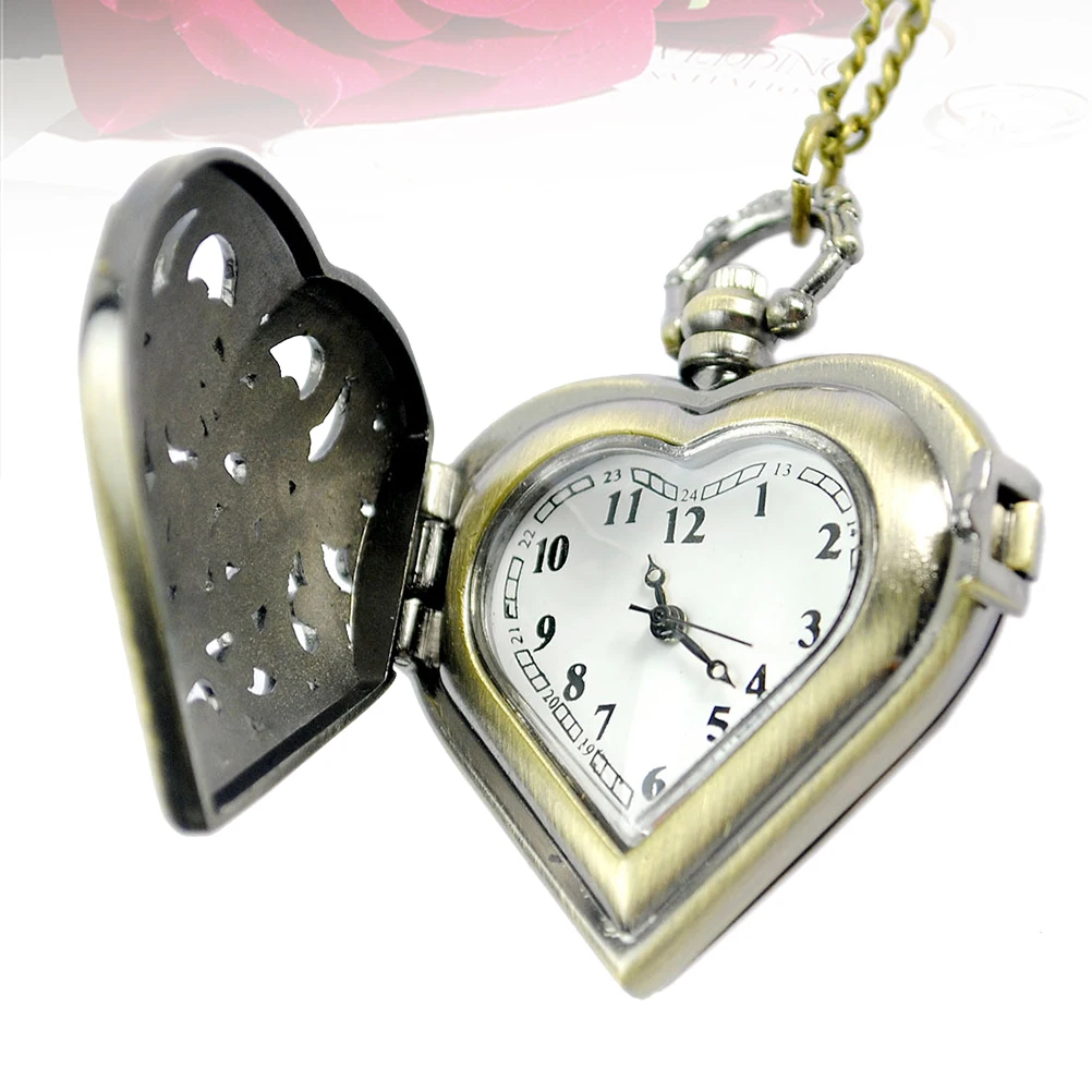 ساعة جيب كلاسيكية على شكل قلب، ملابس شخصية إبداعية، ديكور متين وخفيف الوزن، تفاصيل رائعة، تصميم بسيط