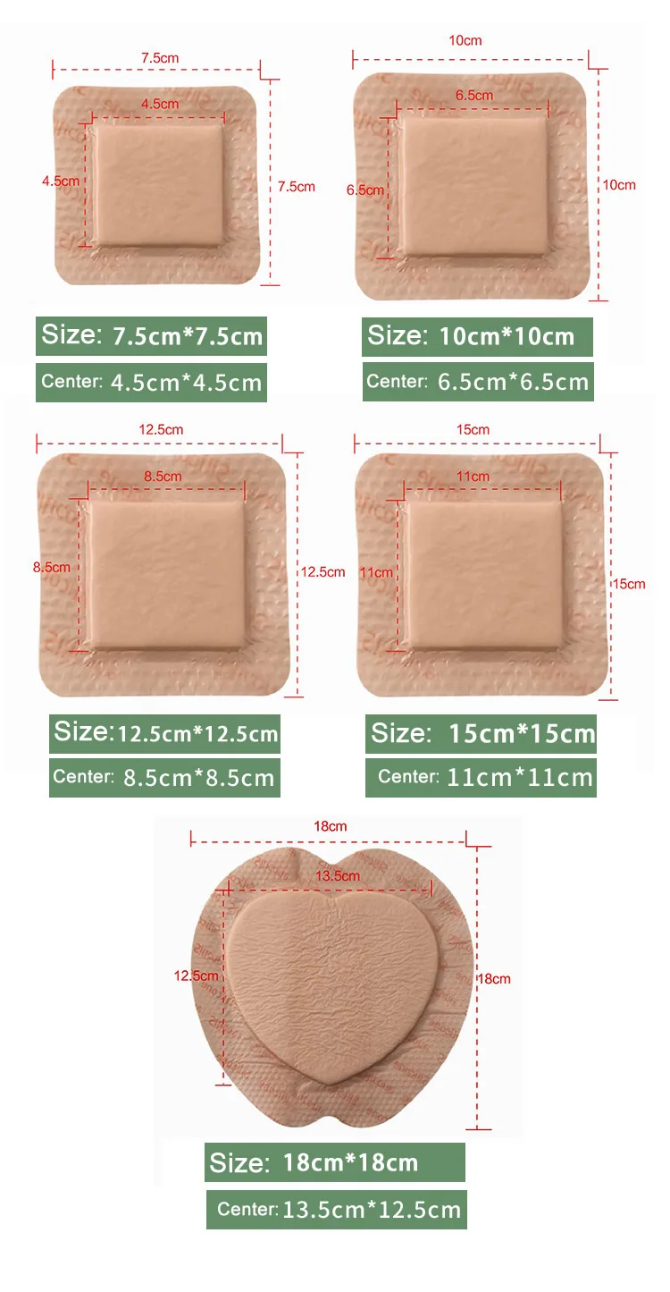 1 Stück Silikons chaum verband mit Rand kleber sterilisiert wasserdicht Wund verband Gips verband Home Travel Erste-Hilfe-Kit – Detail 14