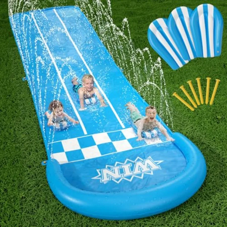 

Водная горка Jasonwell Slip and Slide для газона - 20-футовая сверхпрочная водная горка для взрослых с распылителем и 3-мя бодибордами