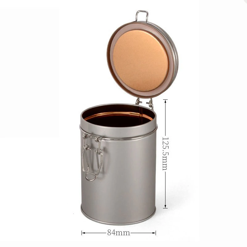 Portable Food-Grade Tinplate Canister with Snap-Lock Lid Coffee Bean Storage Can Airtight Moisture-Proof Round Tea Jar