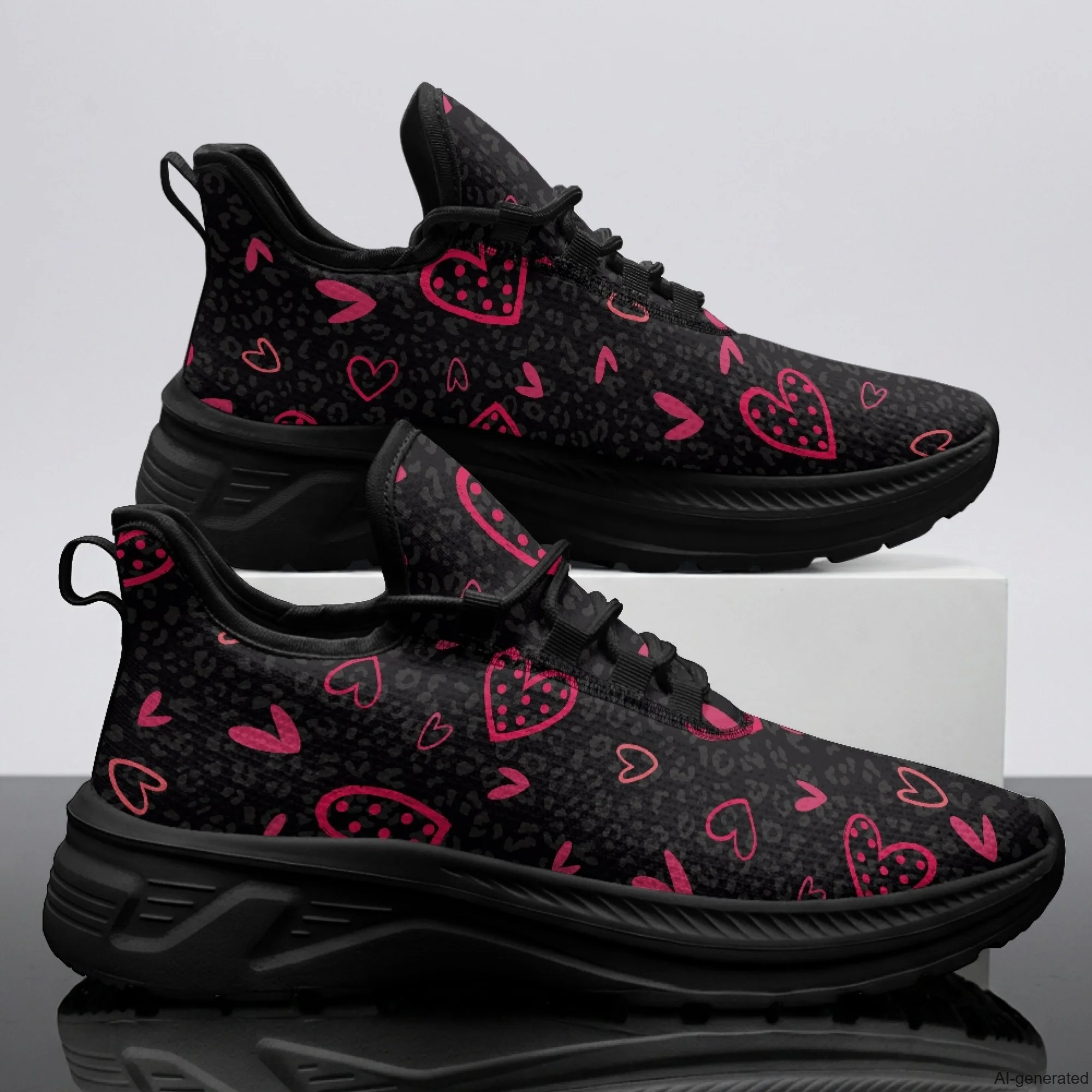XIXIRIMIDO Womens Walking Shoes Nurse Shoes Nurse Sneakers Heart Print Tenis Masculino De Corrida Barefoot Shoes 35-48