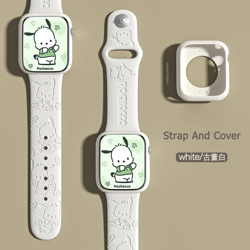 Cute Pochacco Silicone Strap For iWatch band 44mm 45mm 41mm 40mm 49mm 42mm 38mm bracelet iwatch Series 9 8 Ultra 2 7 se 3 5 4 6