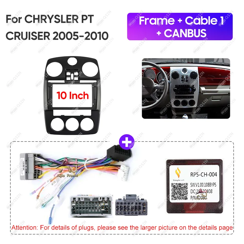 For CHRYSLER PT CRUISER 2005-2010 9 INCH Car Radio Android Stereo Audio Screen Multimedia Video Player Navigation Harness Cable