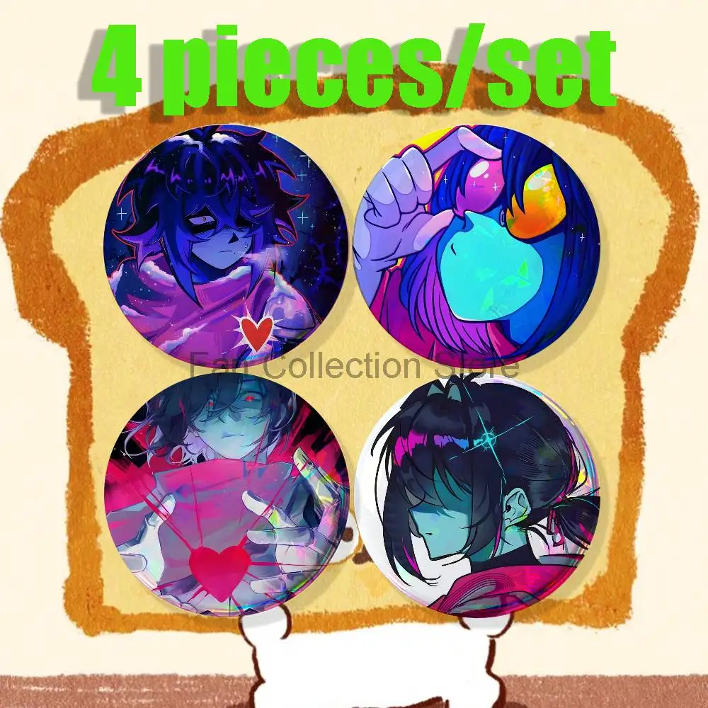 K-Kris D-DeltaruneS 4-piece set Enamel Pins Cartoon Anime Badge Fashion Jewelry Accessories Round Snap-in Brooch on Backpack