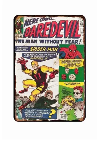 1pcs Daredevil Man Super Hero 1930s Comics art All Metal Tin Sign  8 x 12