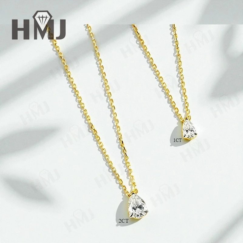 Moissanit-Halskette mit 1/2/3/4 Karat D-Farbe Birnenförmiger Moissanit S925 Vergoldete Kette in Weiß, Gelb oder Roségold für Damen, Verlobung, Alltag und Charme – Detail 28