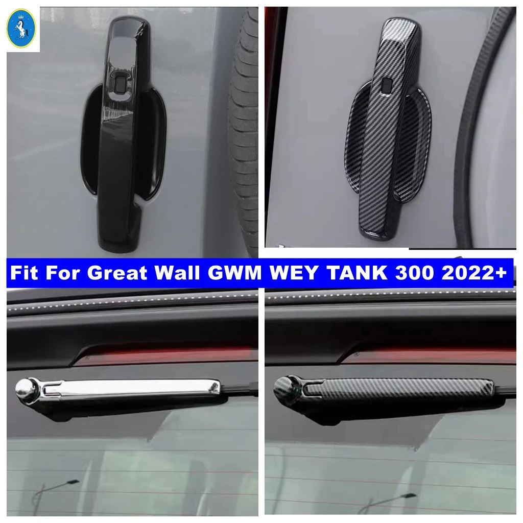 

Black / Shiny Rear Door Handle / Rear Window Wiper Decor Panel Accessories Cover Trim For Great Wall GWM WEY TANK 300 2022 2023