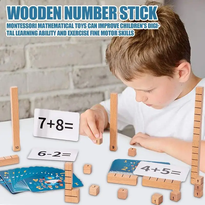 Counting Blocks For Math Math Construction Toy With Activity Cards Wooden Toddler Preschool Math Manipulatives Toy Homeschool