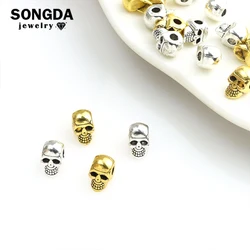 20pcs Skulls Spacer Beads Charms Gold Silver Color Small Hole Alloy Loose Beads For DIY Punk Jewelry Bracelets Accessories Gifts