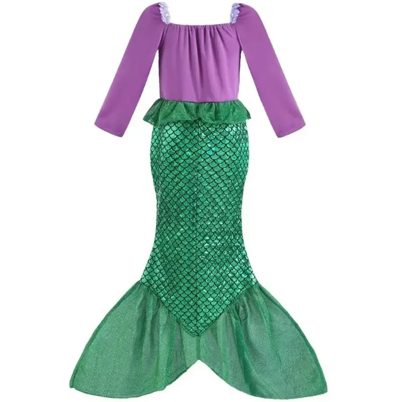 Fantasia Sirenetta Ariel Costumi da principessa Abito per bambini per ragazze Cosplay Bambini Carnevale Festa di compleanno Abiti Abito a sirena