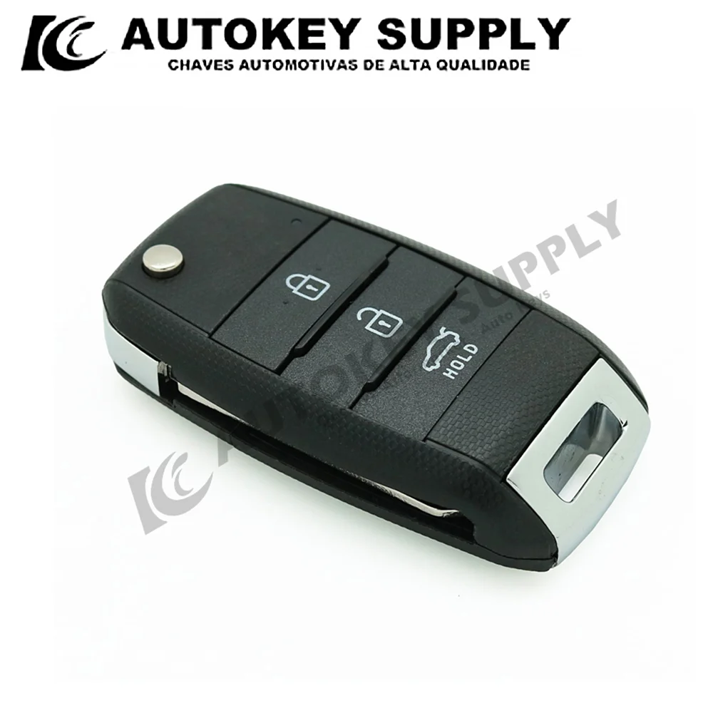 Autokeysupply AKHKF129 3 Button Remote Flip Key Shell  For Kia