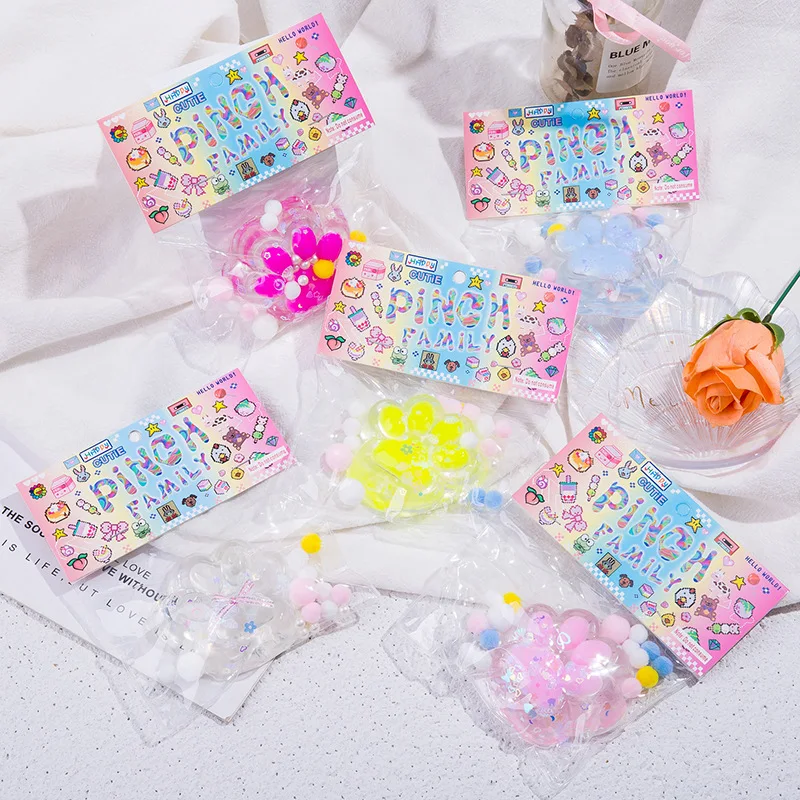 Cat Paw Pinch Toy Blingbling Slow Rebound Stress Relief Toys Transparent Cube Squeeze Toy Gift Sticky Stress Relief Relax Toys