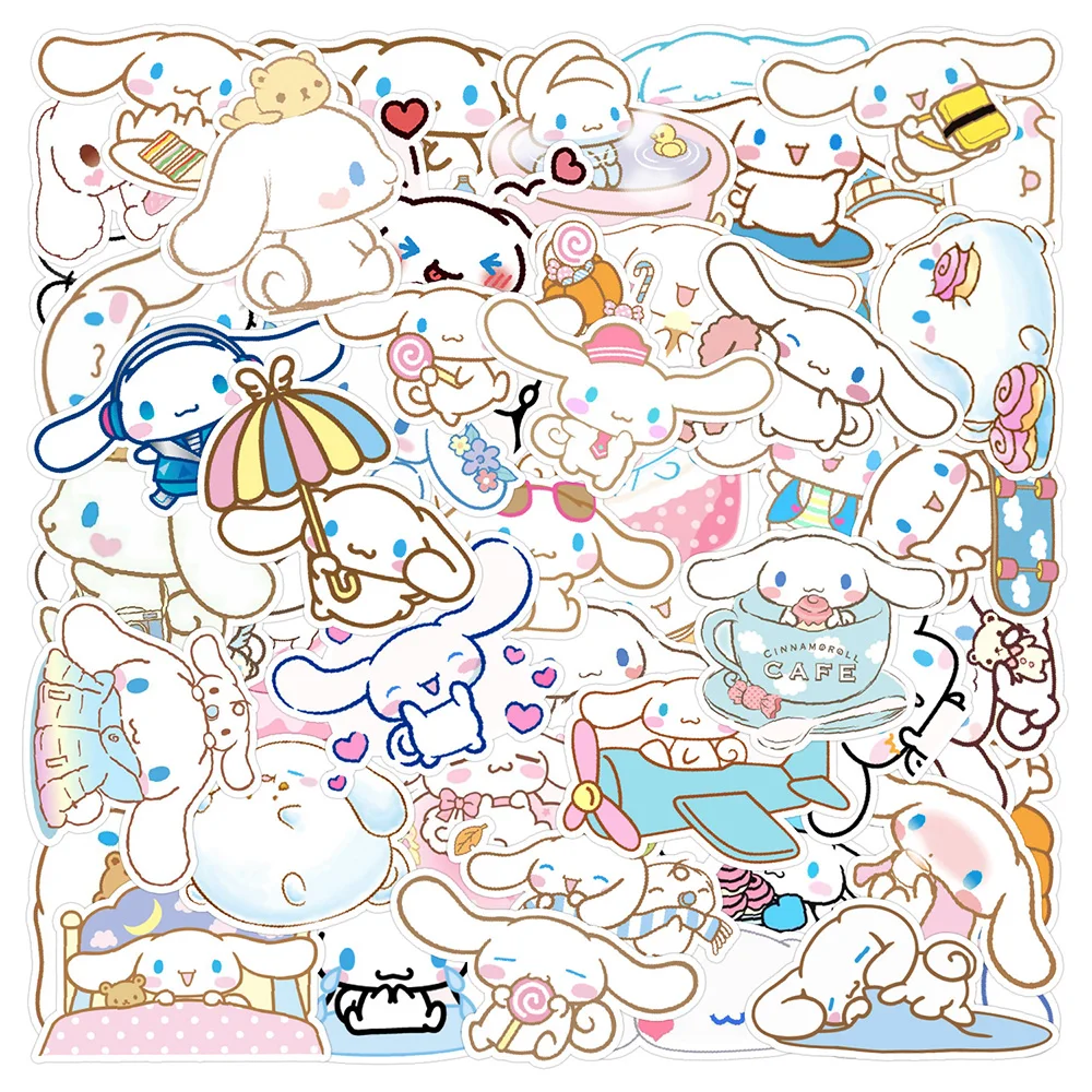 

10/30/50pcs Sanrio Cinnamoroll Anime Stickers for Kids Waterproof DIY Luggage Car Laptop Vinyl Cute Kids Sticker Toys Gifts