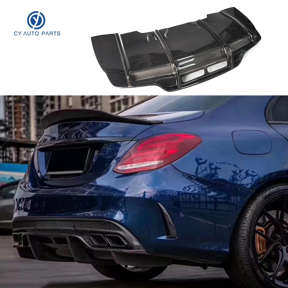 Rear Diffuser Bumper Lip PSM Style Carbon Fiber Boot Spoiler Splitter Guard Body Kit Cover For Mercedes-Benz C Class